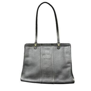 Christian Dior Vintage Black Leather Shoulder Bag